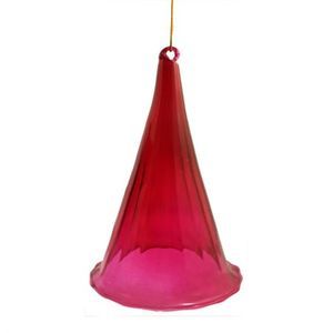 2002 Santas Best Handcrafted Magenta Trumpet Flower Shaped Glass Ornament 5.5 In